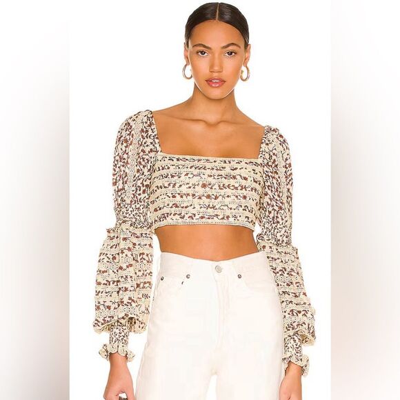 Tularosa James Top in Priya Camel Floral Size Small Crop top Beige Floral - Picture 1 of 7